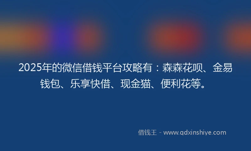 2025年的微信借钱平台攻略有：森森花呗、金易钱包、乐享快借、现金猫、便利花等。