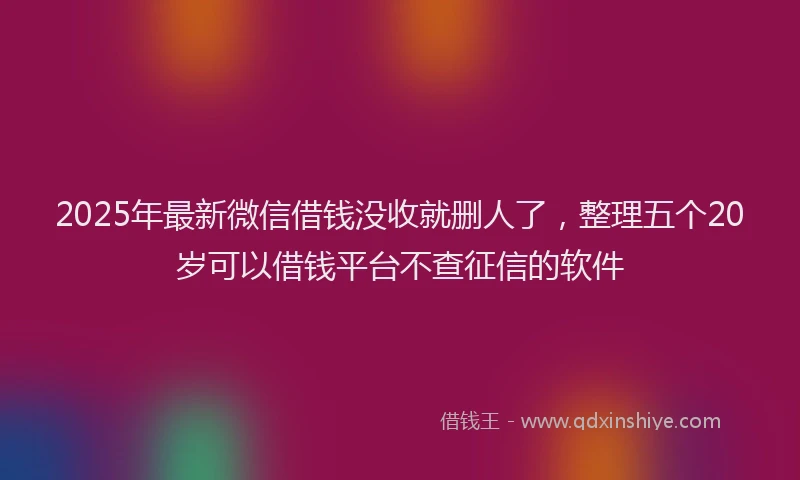 2025年最新微信借钱没收就删人了，整理五个20岁可以借钱平台不查征信的软件
