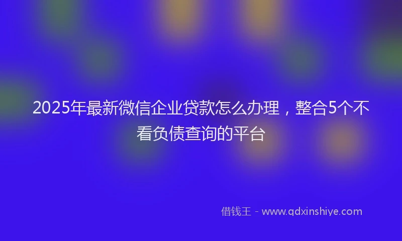 2025年最新微信企业贷款怎么办理，整合5个不看负债查询的平台