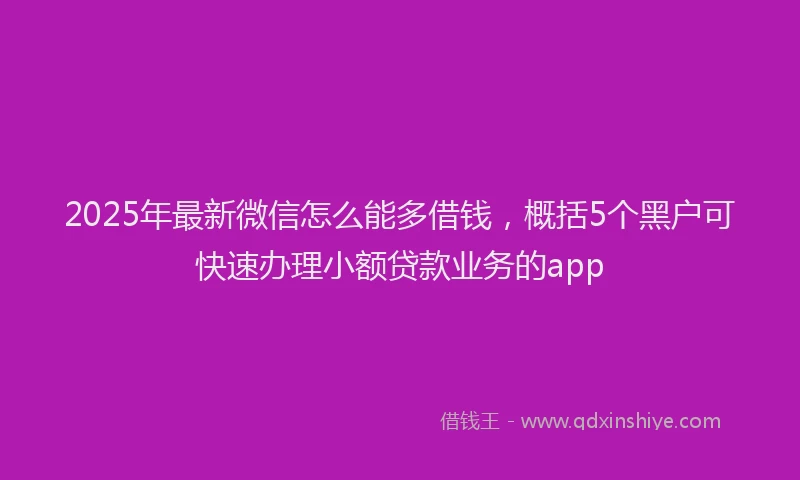 2025年最新微信怎么能多借钱，概括5个黑户可快速办理小额贷款业务的app