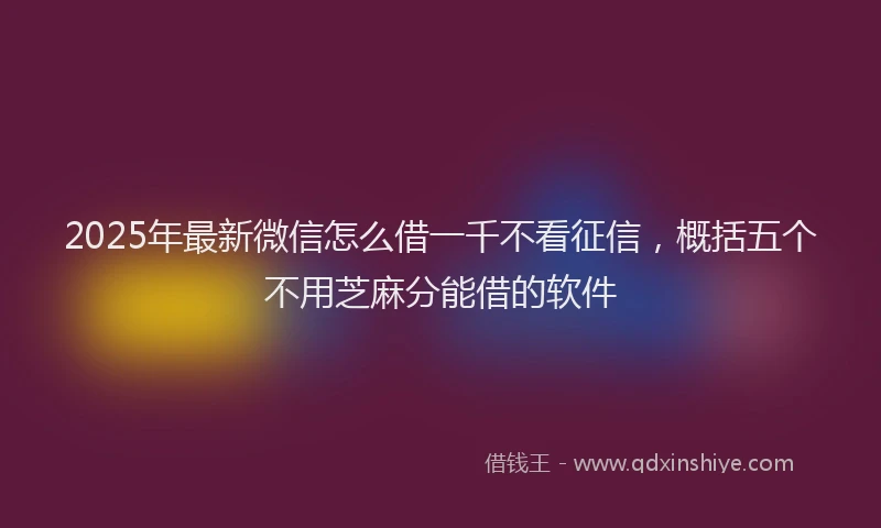 2025年最新微信怎么借一千不看征信，概括五个不用芝麻分能借的软件
