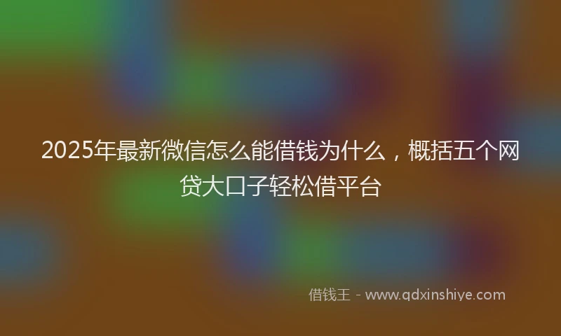 2025年最新微信怎么能借钱为什么，概括五个网贷大口子轻松借平台
