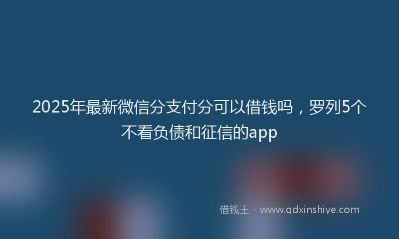 2025年最新微信分支付分可以借钱吗，罗列5个不看负债和征信的app