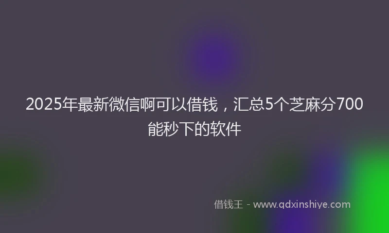 2025年最新微信啊可以借钱，汇总5个芝麻分700能秒下的软件