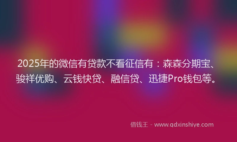 2025年的微信有贷款不看征信有：森森分期宝、骏祥优购、云钱快贷、融信贷、迅捷Pro钱包等。