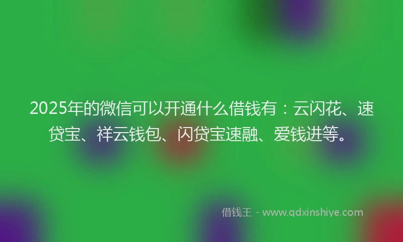 2025年的微信可以开通什么借钱有：云闪花、速贷宝、祥云钱包、闪贷宝速融、爱钱进等。