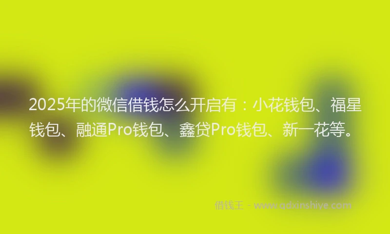 2025年的微信借钱怎么开启有：小花钱包、福星钱包、融通Pro钱包、鑫贷Pro钱包、新一花等。