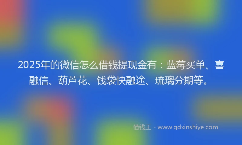 2025年的微信怎么借钱提现金有：蓝莓买单、喜融信、葫芦花、钱袋快融途、琉璃分期等。