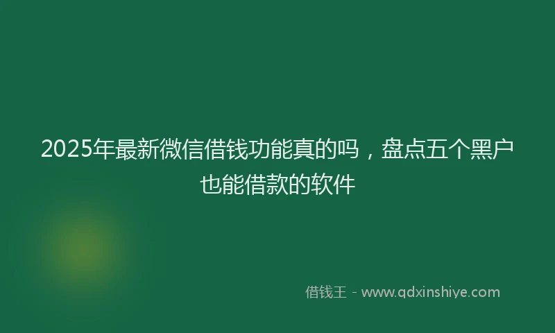 2025年最新微信借钱功能真的吗，盘点五个黑户也能借款的软件