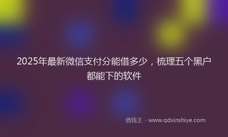 2025年最新微信支付分能借多少，梳理五个黑户都能下的软件