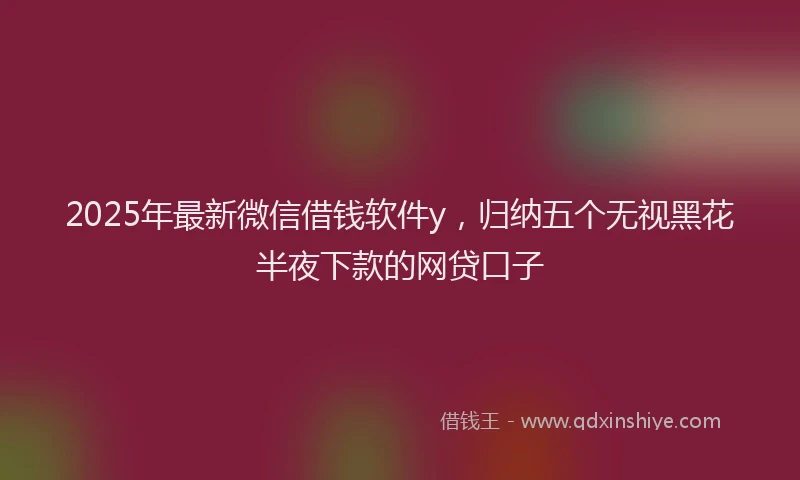 2025年最新微信借钱软件y，归纳五个无视黑花半夜下款的网贷口子