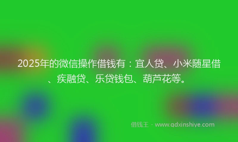 2025年的微信操作借钱有：宜人贷、小米随星借、疾融贷、乐贷钱包、葫芦花等。