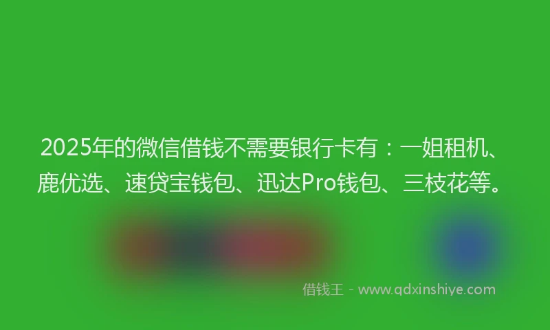 2025年的微信借钱不需要银行卡有：一姐租机、鹿优选、速贷宝钱包、迅达Pro钱包、三枝花等。