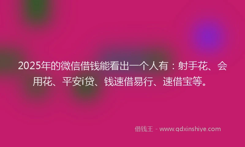 2025年的微信借钱能看出一个人有：射手花、会用花、平安i贷、钱速借易行、速借宝等。