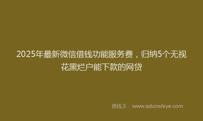 2025年最新微信借钱功能服务费，归纳5个无视花黑烂户能下款的网贷