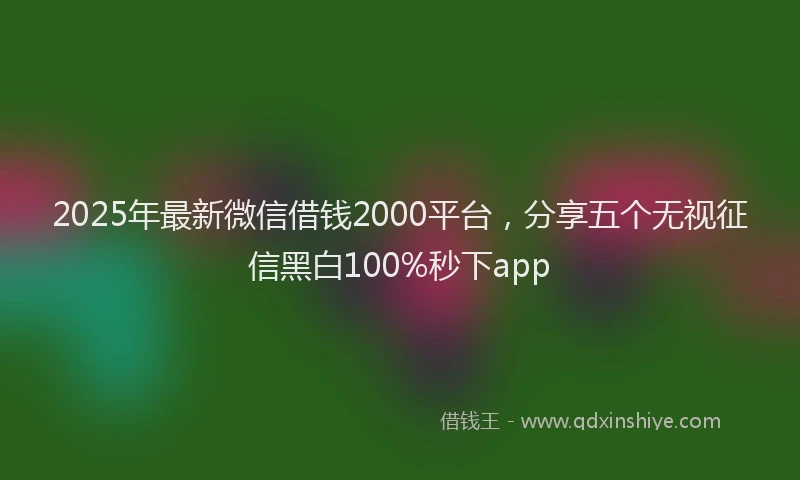 2025年最新微信借钱2000平台，分享五个无视征信黑白100%秒下app