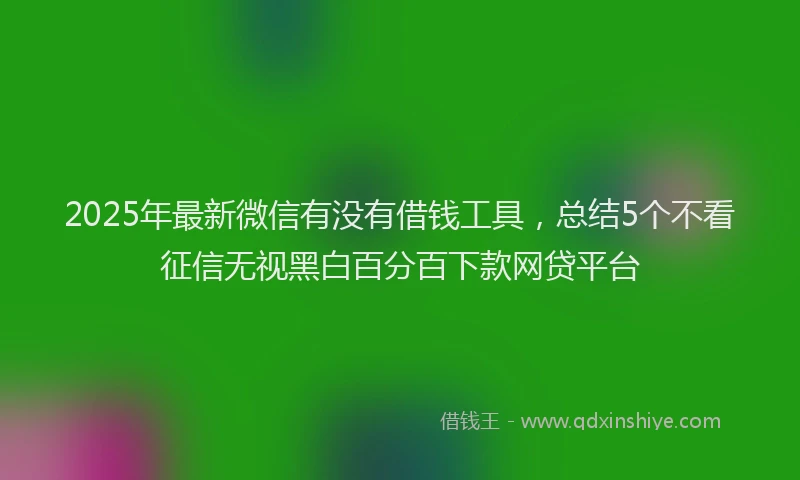 2025年最新微信有没有借钱工具，总结5个不看征信无视黑白百分百下款网贷平台