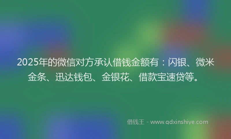 2025年的微信对方承认借钱金额有：闪银、微米金条、迅达钱包、金银花、借款宝速贷等。