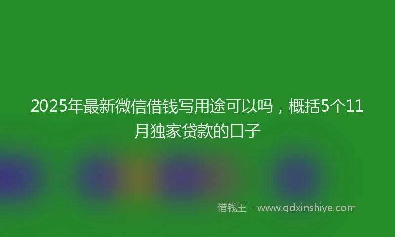 2025年最新微信借钱写用途可以吗，概括5个11月独家贷款的口子