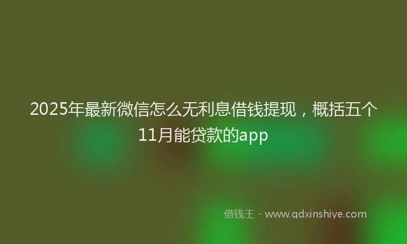 2025年最新微信怎么无利息借钱提现，概括五个11月能贷款的app