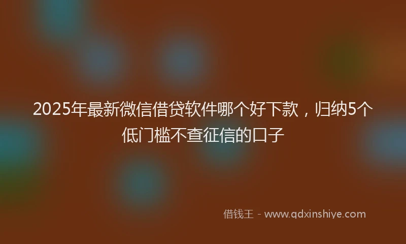 2025年最新微信借贷软件哪个好下款，归纳5个低门槛不查征信的口子