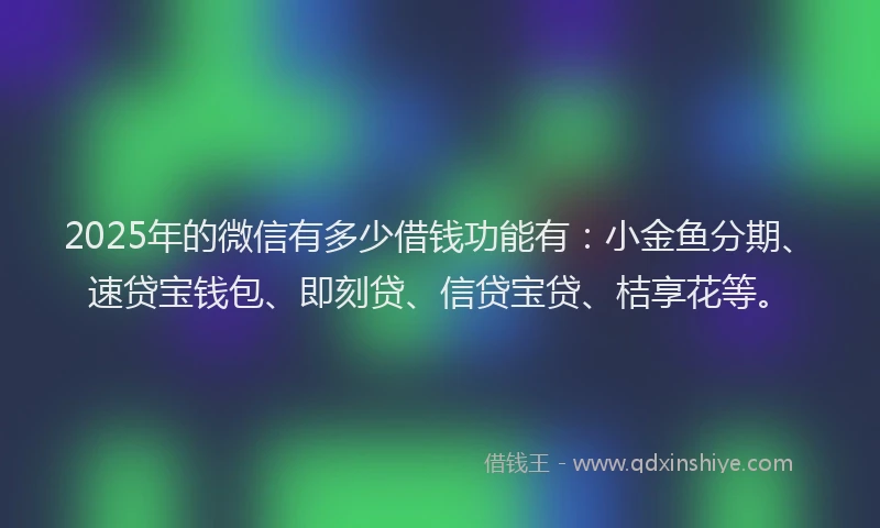 2025年的微信有多少借钱功能有：小金鱼分期、速贷宝钱包、即刻贷、信贷宝贷、桔享花等。
