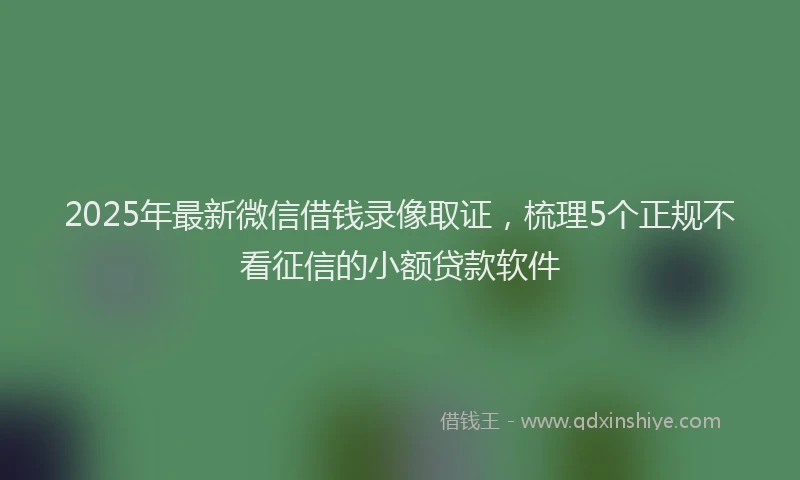 2025年最新微信借钱录像取证，梳理5个正规不看征信的小额贷款软件