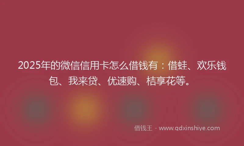 2025年的微信信用卡怎么借钱有：借蛙、欢乐钱包、我来贷、优速购、桔享花等。
