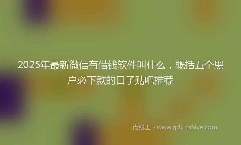 2025年最新微信有借钱软件叫什么，概括五个黑户必下款的口子贴吧推荐
