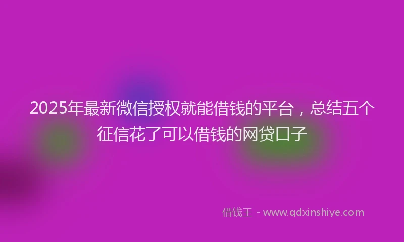 2025年最新微信授权就能借钱的平台，总结五个征信花了可以借钱的网贷口子