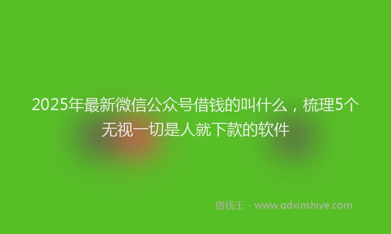 2025年最新微信公众号借钱的叫什么，梳理5个无视一切是人就下款的软件