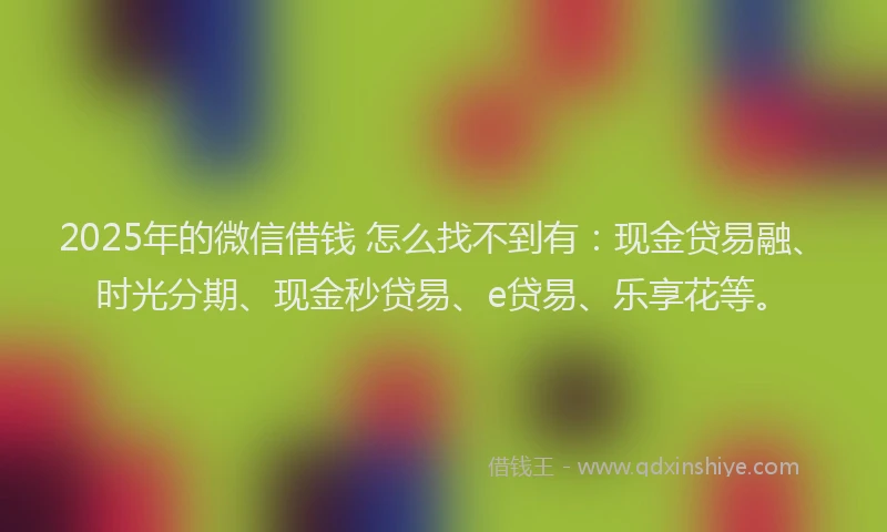 2025年的微信借钱 怎么找不到有：现金贷易融、时光分期、现金秒贷易、e贷易、乐享花等。