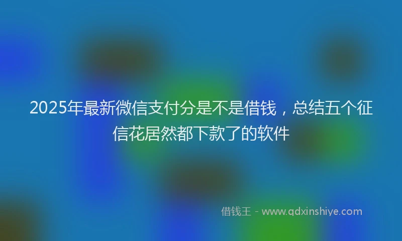 2025年最新微信支付分是不是借钱，总结五个征信花居然都下款了的软件