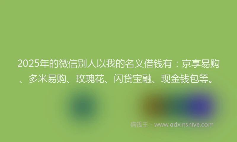 2025年的微信别人以我的名义借钱有：京享易购、多米易购、玫瑰花、闪贷宝融、现金钱包等。