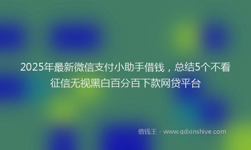 2025年最新微信支付小助手借钱，总结5个不看征信无视黑白百分百下款网贷平台