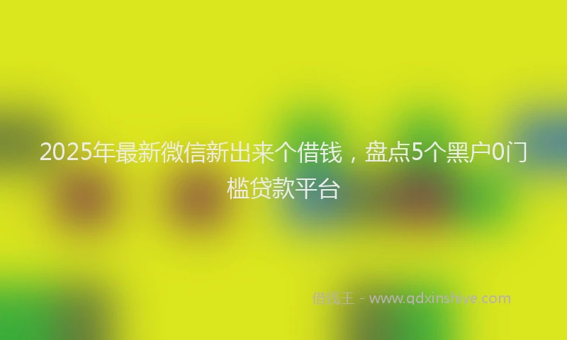 2025年最新微信新出来个借钱，盘点5个黑户0门槛贷款平台