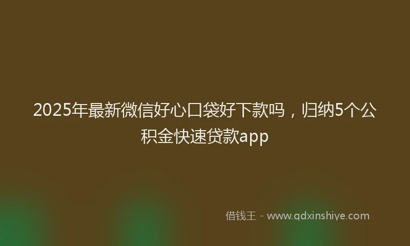 2025年最新微信好心口袋好下款吗，归纳5个公积金快速贷款app