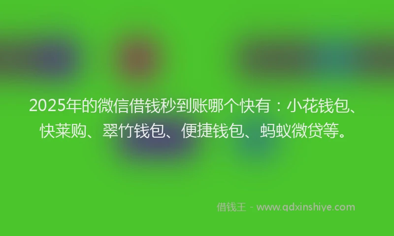 2025年的微信借钱秒到账哪个快有：小花钱包、快莱购、翠竹钱包、便捷钱包、蚂蚁微贷等。