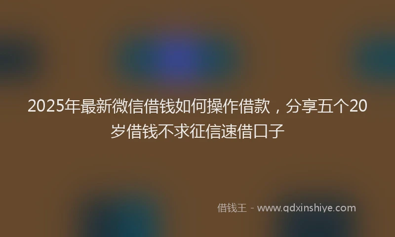 2025年最新微信借钱如何操作借款，分享五个20岁借钱不求征信速借口子