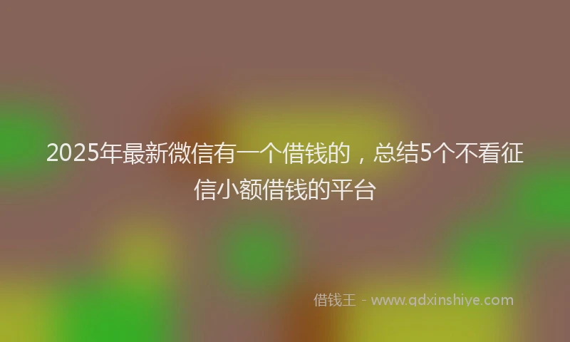 2025年最新微信有一个借钱的，总结5个不看征信小额借钱的平台