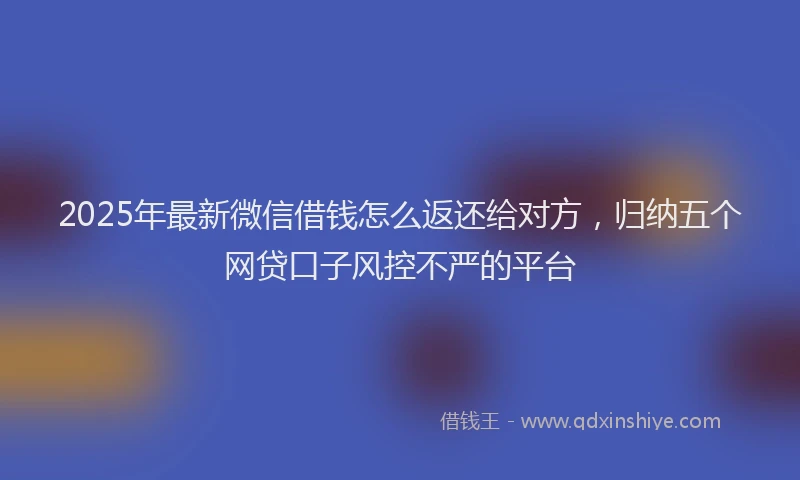 2025年最新微信借钱怎么返还给对方，归纳五个网贷口子风控不严的平台