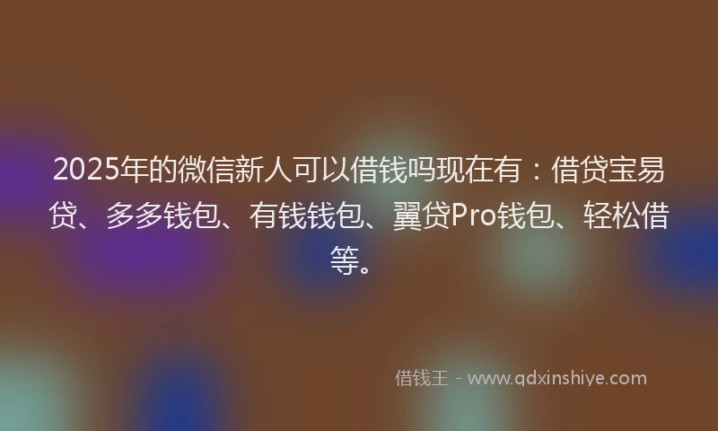 2025年的微信新人可以借钱吗现在有：借贷宝易贷、多多钱包、有钱钱包、翼贷Pro钱包、轻松借等。