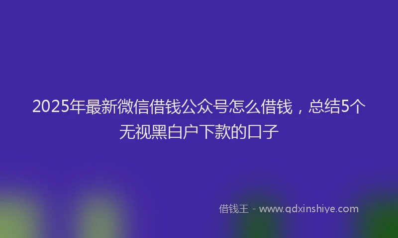 2025年最新微信借钱公众号怎么借钱，总结5个无视黑白户下款的口子