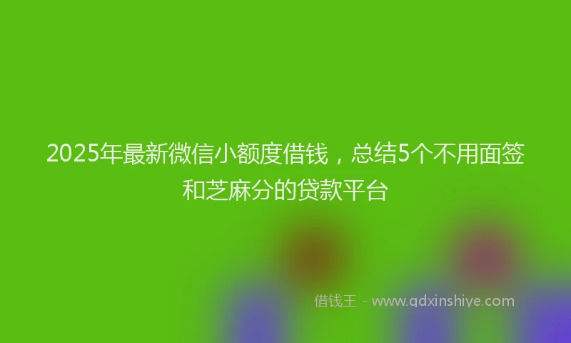 2025年最新微信小额度借钱，总结5个不用面签和芝麻分的贷款平台