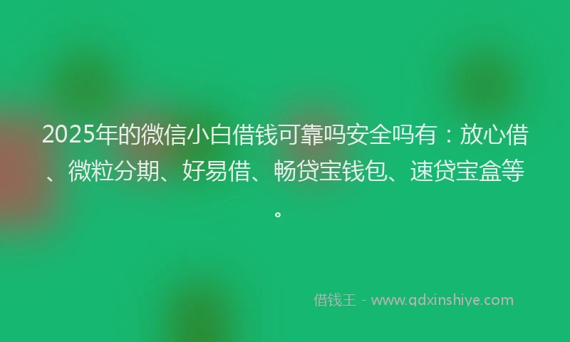 2025年的微信小白借钱可靠吗安全吗有：放心借、微粒分期、好易借、畅贷宝钱包、速贷宝盒等。