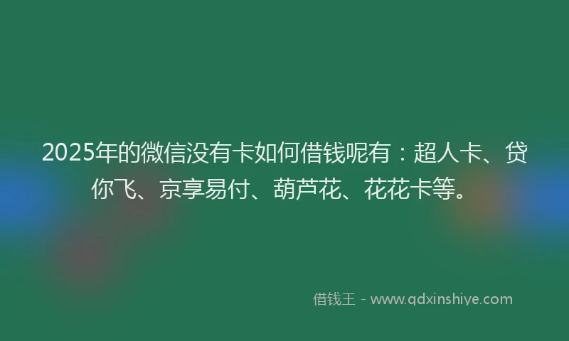 2025年的微信没有卡如何借钱呢有：超人卡、贷你飞、京享易付、葫芦花、花花卡等。
