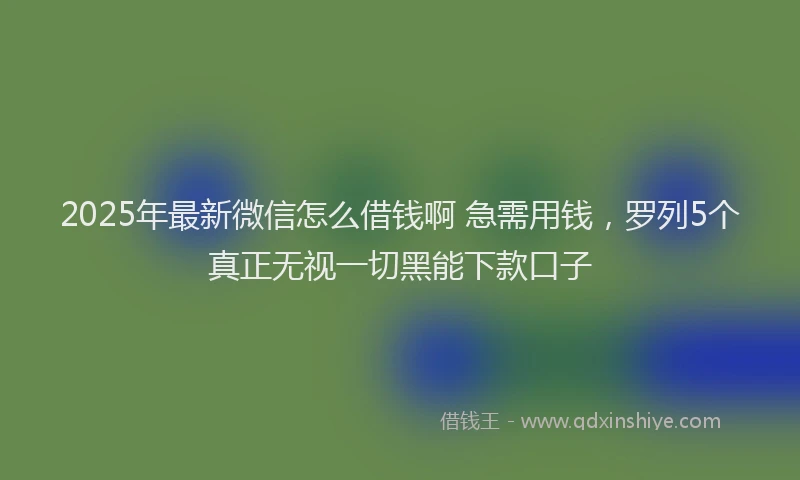 2025年最新微信怎么借钱啊 急需用钱，罗列5个真正无视一切黑能下款口子