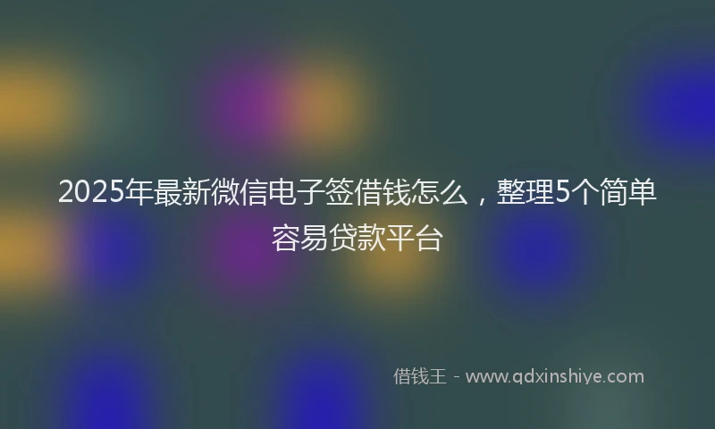 2025年最新微信电子签借钱怎么，整理5个简单容易贷款平台