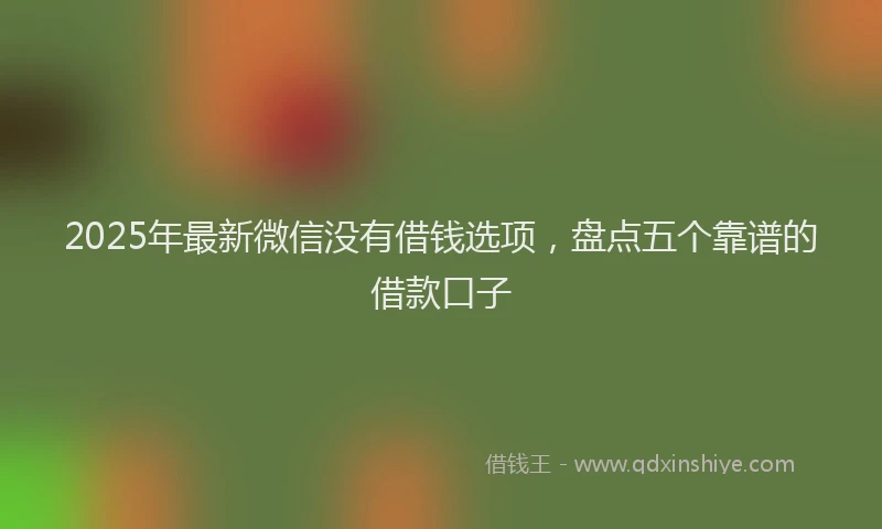2025年最新微信没有借钱选项，盘点五个靠谱的借款口子
