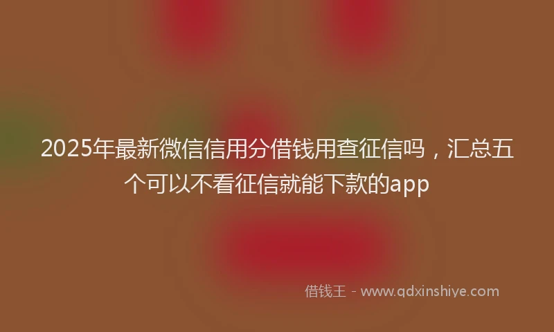 2025年最新微信信用分借钱用查征信吗，汇总五个可以不看征信就能下款的app